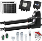 TOPENS AT12132S Solar Dual Swing Gate Opener Heavy Duty Automatic Gate Motor for Double Swing Gates Up to 18ft per Arm, Electric Driveway Gate Operator AC Powered with Solar Panel Remote Control Kit