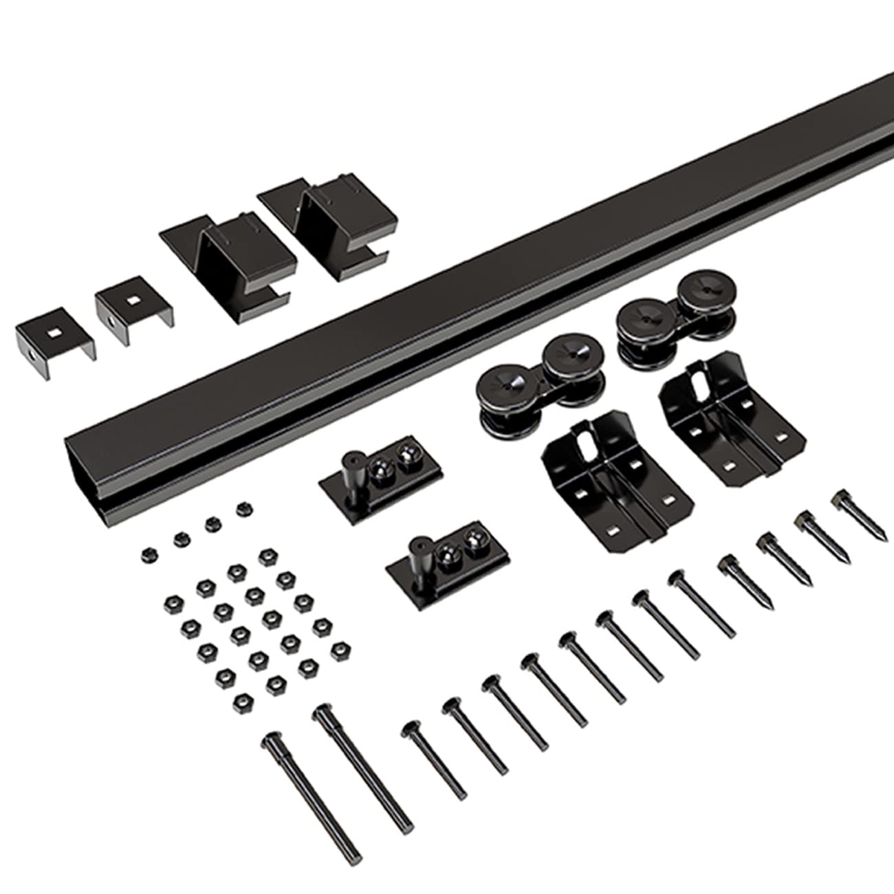 SMARTSMITH 5FT Box Rail Hardware Heavy Duty Steel Sliding Barn Door Track, Wall Mount Kit, Fit Indoor and Exterior Door, Smoothly and Quietly Easy to Install