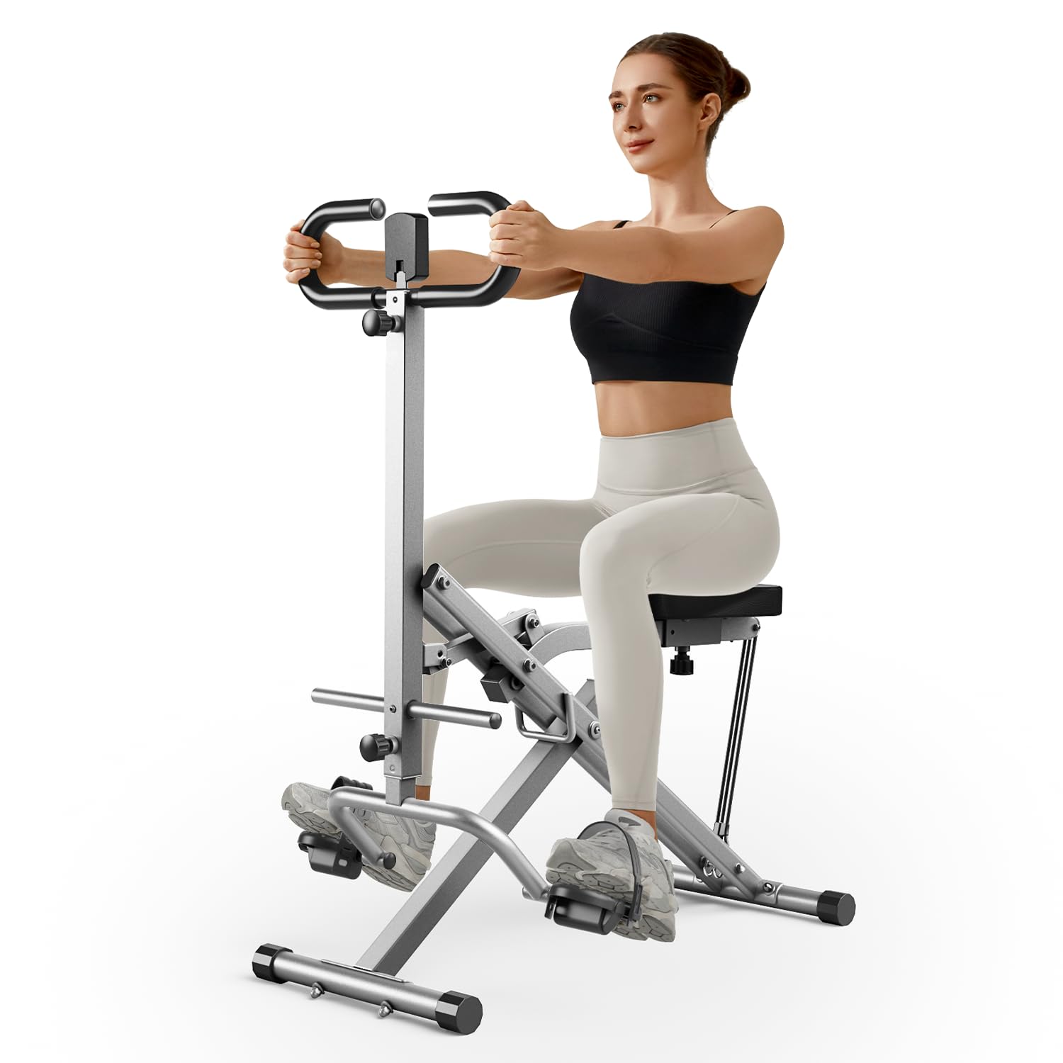 UMAY Squat Machine for Home, Foldable Exercise Equipment, Squat Rowing Machine with High-Strength Resistance Band