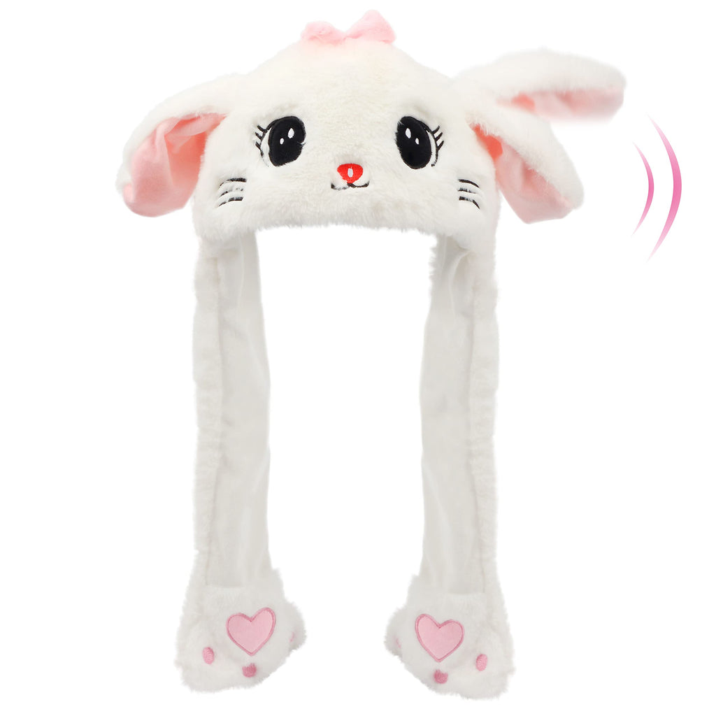 Animal Hat with Ears Moving Jumping Pop Up Beating Hat Plush Holiday Cosplay Dress Up Funny Gift for Kids
