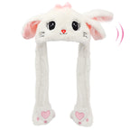 Animal Hat with Ears Moving Jumping Pop Up Beating Hat Plush Holiday Cosplay Dress Up Funny Gift for Kids