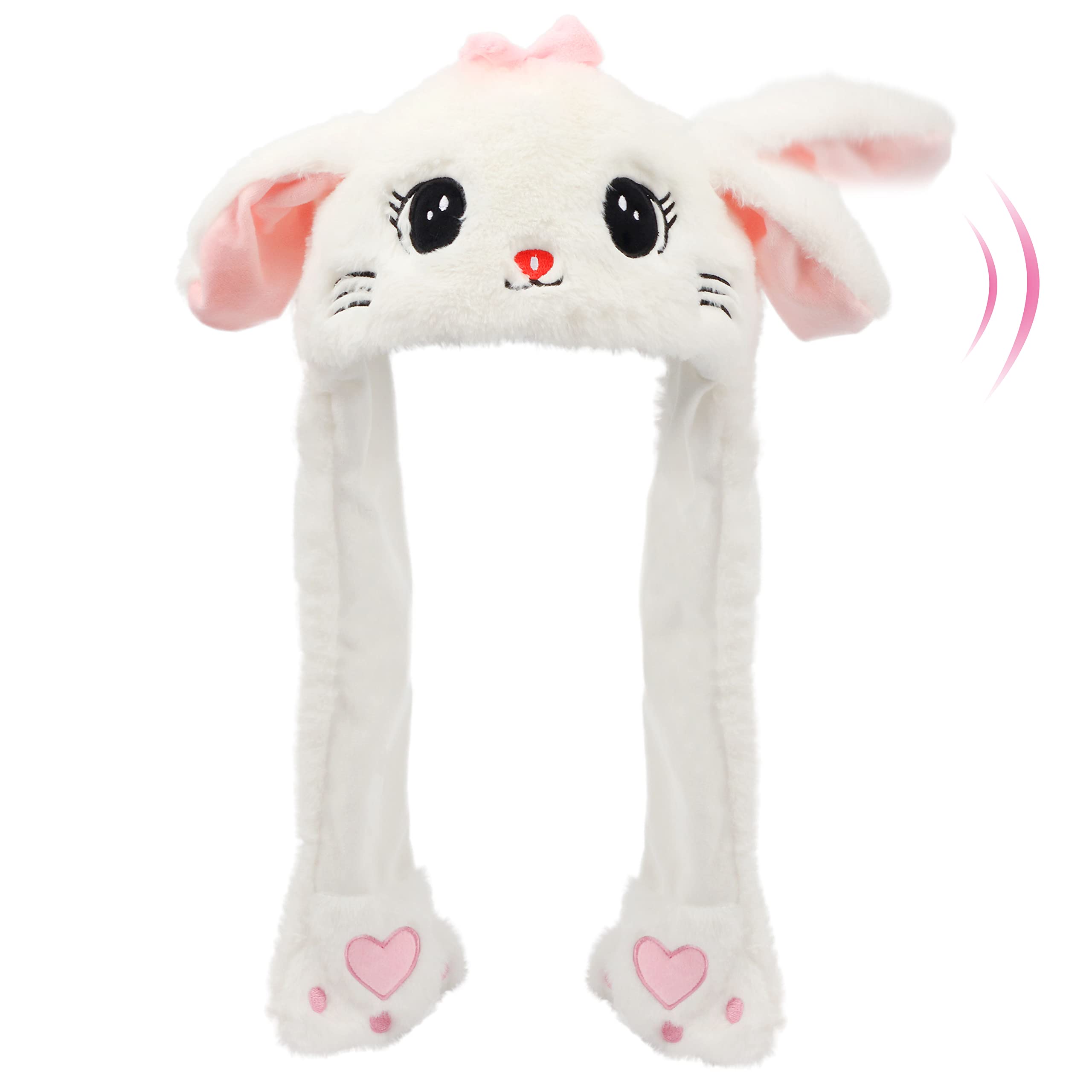 Animal Hat with Ears Moving Jumping Pop Up Beating Hat Plush Holiday Cosplay Dress Up Funny Gift for Kids