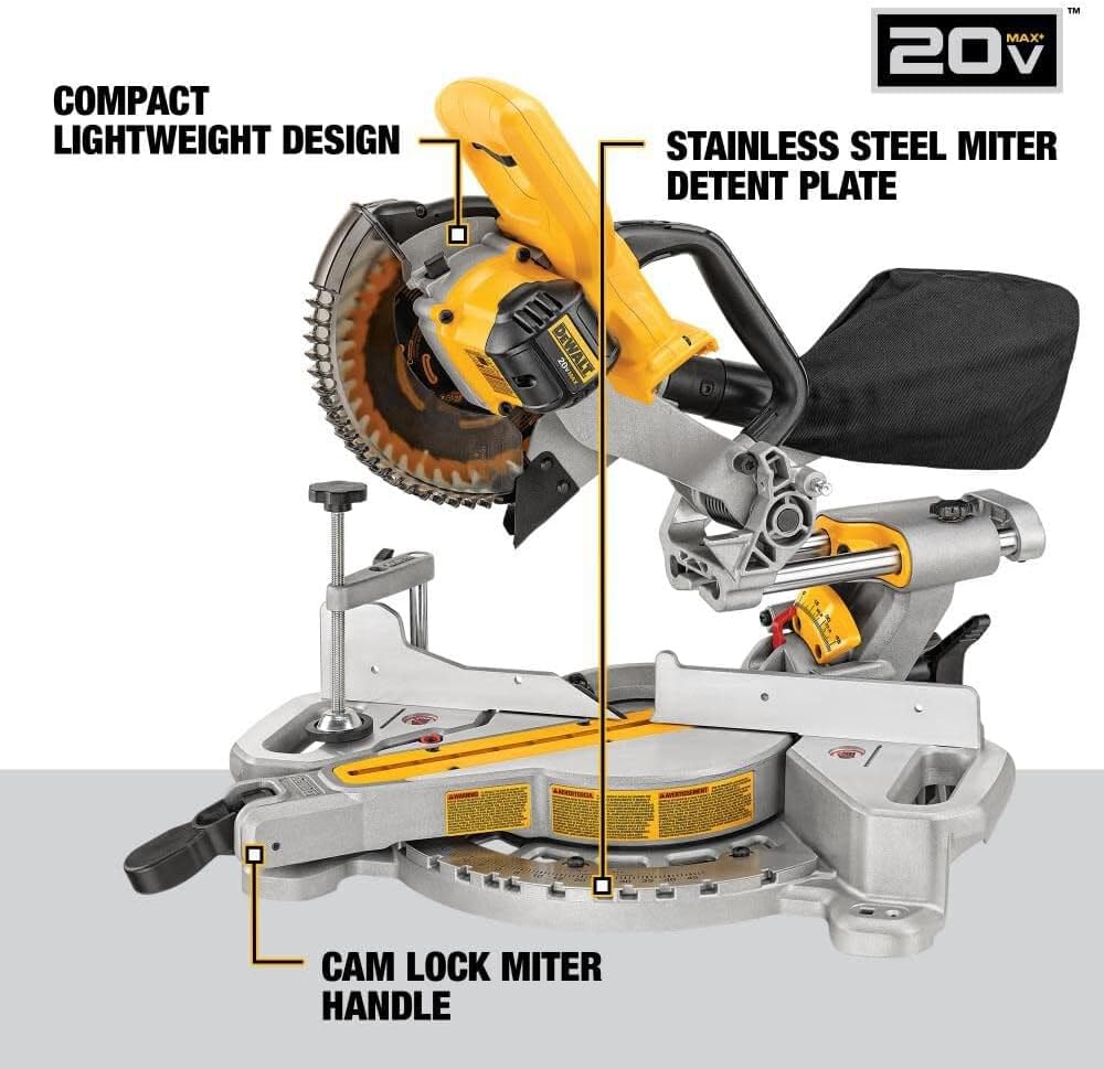 DEWALT 20V MAX 7-1/4-Inch Miter Saw, Tool Only, Cordless (DCS361B)