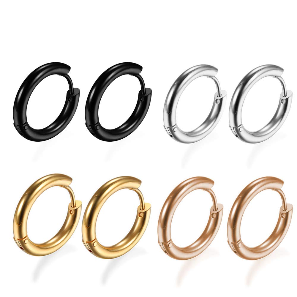 316L Surgical Stainless Steel Huggie Hoop Earrings 6mm 8mm 10mm 11mm 12mm 14mm Hypoallergenic Earrings Hoop Cartilage Helix Lobes Hinged Sleeper Earrings For Men Women