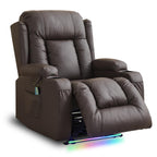 TUNYI Power Loveseat Recliner Sofa with Massage & Heat Home Theater Seating with Console Electric Recliner RV Sofa with USB/Outlet/Storage/Side Pocket/LED Light/Speaker (Brown, Loveseat)