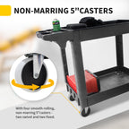 MaxWorks 80855 500-lb Utility Service PP Cart With Two Trays and Wheels 30 Inch X 16 Inch Overall Dimensions