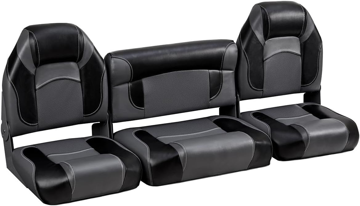 DeckMate 59"" Bass Boat Bench Seat Set - Charcoal and Black, FDS51-401