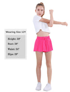 EXARUS 3-pak piger sommerfugle shorts flydende atletisk dans cheer løb 2 i 1 preppy tennis flutter gymnastik børns træningstøj hot pink blå lilla 10 år