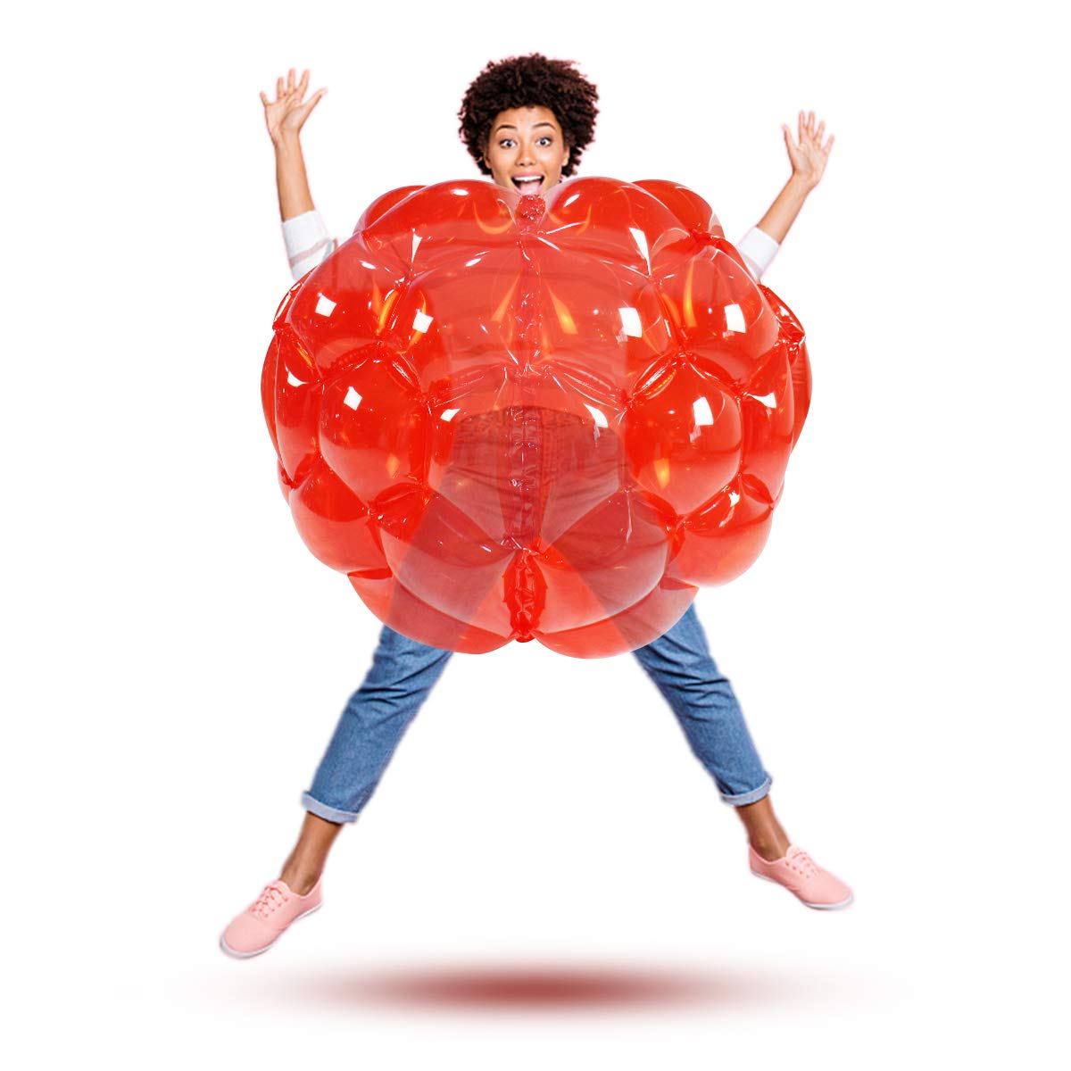 SUNSHINEMALL 2er Pack aufblasbare Stoßkugeln für Kinder Riesiger Zorb-Ball Sumo-Bälle Menschen-Hamsterball Blasenbälle für Erwachsene Ganzkörper-Buddy Outdoor-Spielzeug für Kinder (36" Rot)