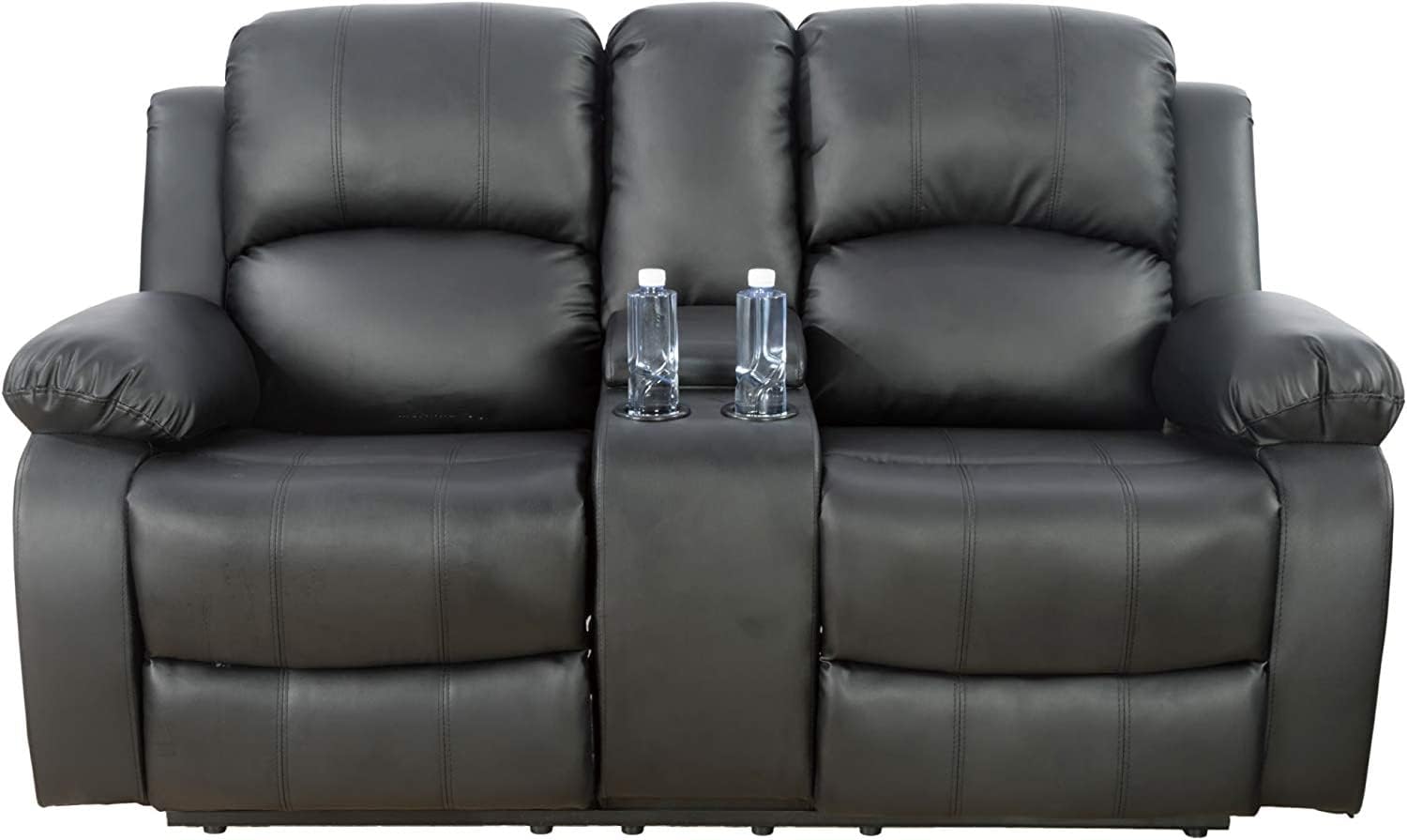 Bonded Leather Living Room Furniture Set Reclining Sofa Set Loveseat Furniture Sets in Living Room Sofa Recliners (3 Pieces, Brown)