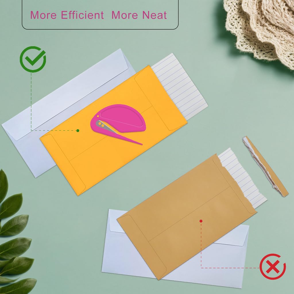 6 Pack Letter Opener Envelope Slitter – Envelope Opener for Women Men,Office Worker,Graduate Students,Home,Office,Postal.Mail Opener with Safety Concealed Sharp Blade Neatly Opened Without Damage