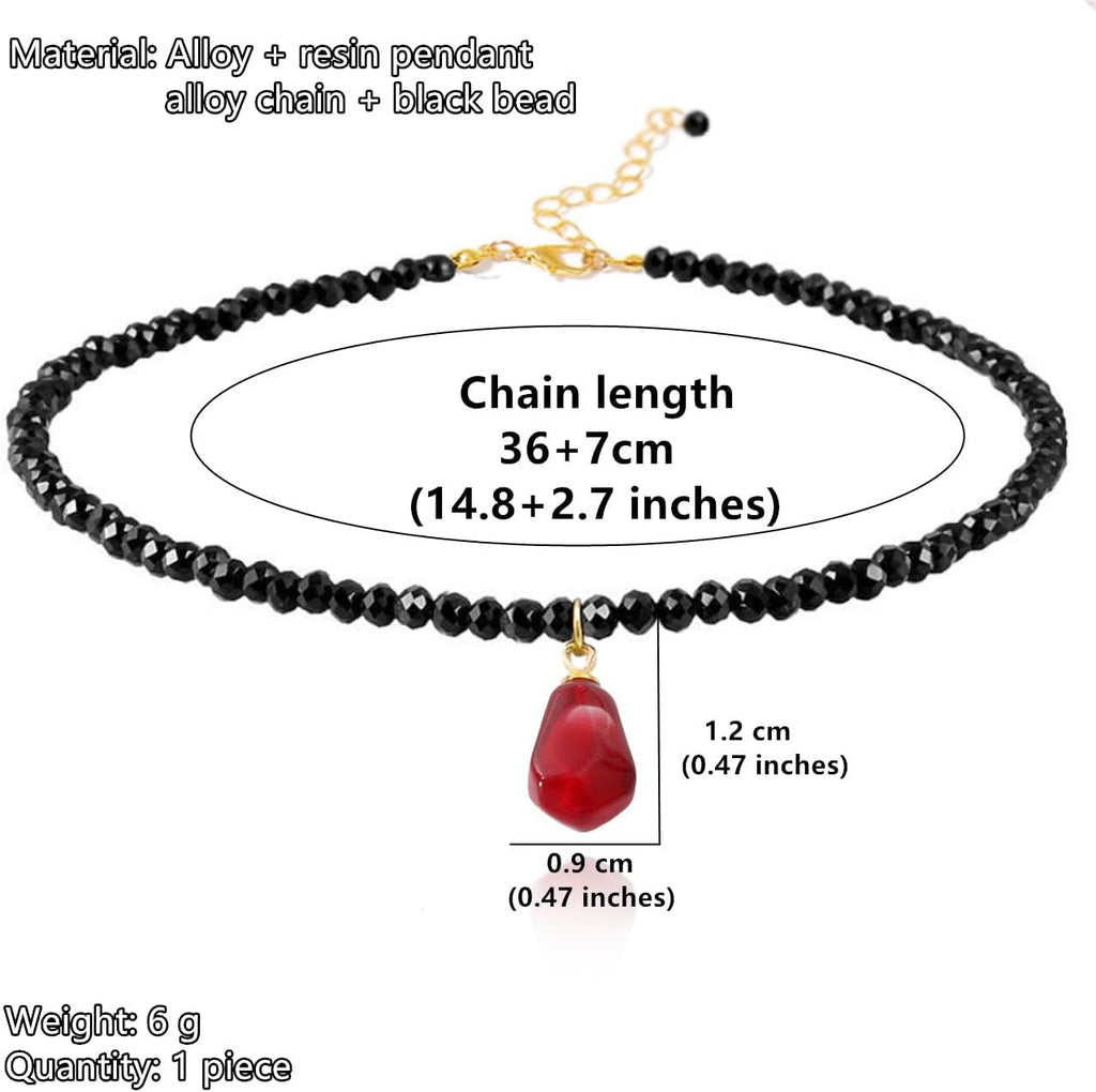 MOKAVIKY 25 Pomegranate Pendant Necklace with Black Bead for Women Cute Fruit Novelty Jewelry