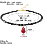 MOKAVIKY 25 Pomegranate Pendant Necklace with Black Bead for Women Cute Fruit Novelty Jewelry