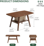100% Solid Oak Wood Coffee Table for Living Room, 2-Tier Small Table with Storage Shelf, Mid Century Modern Coffee Tables (Walnut, 31.49" x 19.68" x 17.32")