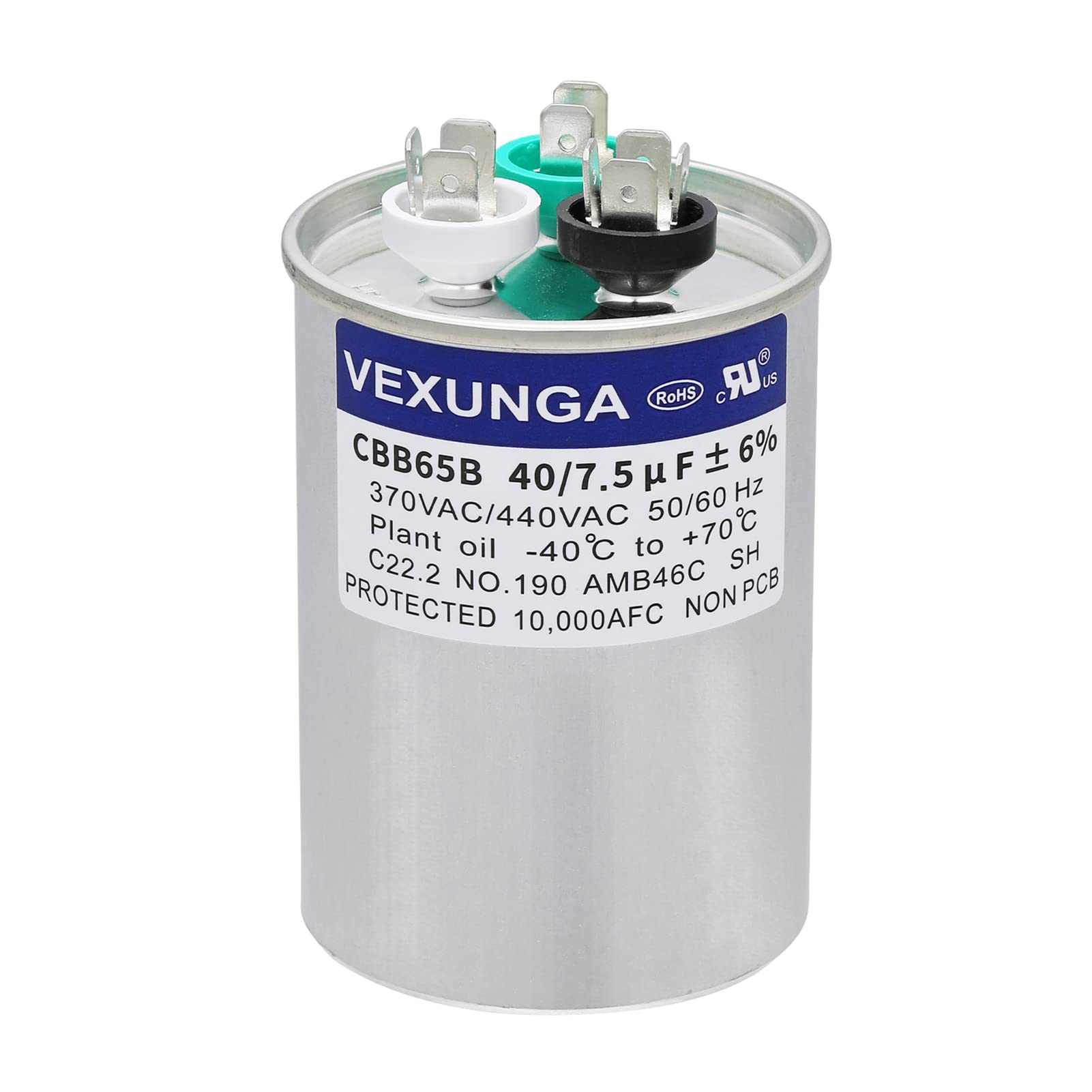 45/5 uF 45+5 MFD 370V or 440V Dual Run Start Round A/C Capacitor 45 5 uF 370 440 Volt VAC CBB65B Air Conditioner Capacitors for AC Unit Fan Motor Start or Heat Pump or Condenser Straight Cool