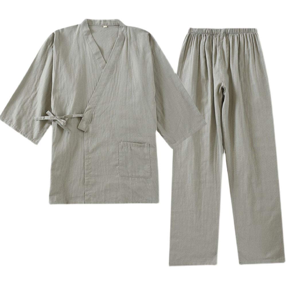 Men's Japanese Kimono Cotton Pajamas Suit