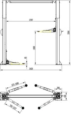 KATOOL 11000lbs Single Point Lock Release Direct Drive Two Post Lift Asymmetry Arm 3+2 Double S Design 2 Post Lift Auto Lift 2-Post Lift Clear Floor Car Lift