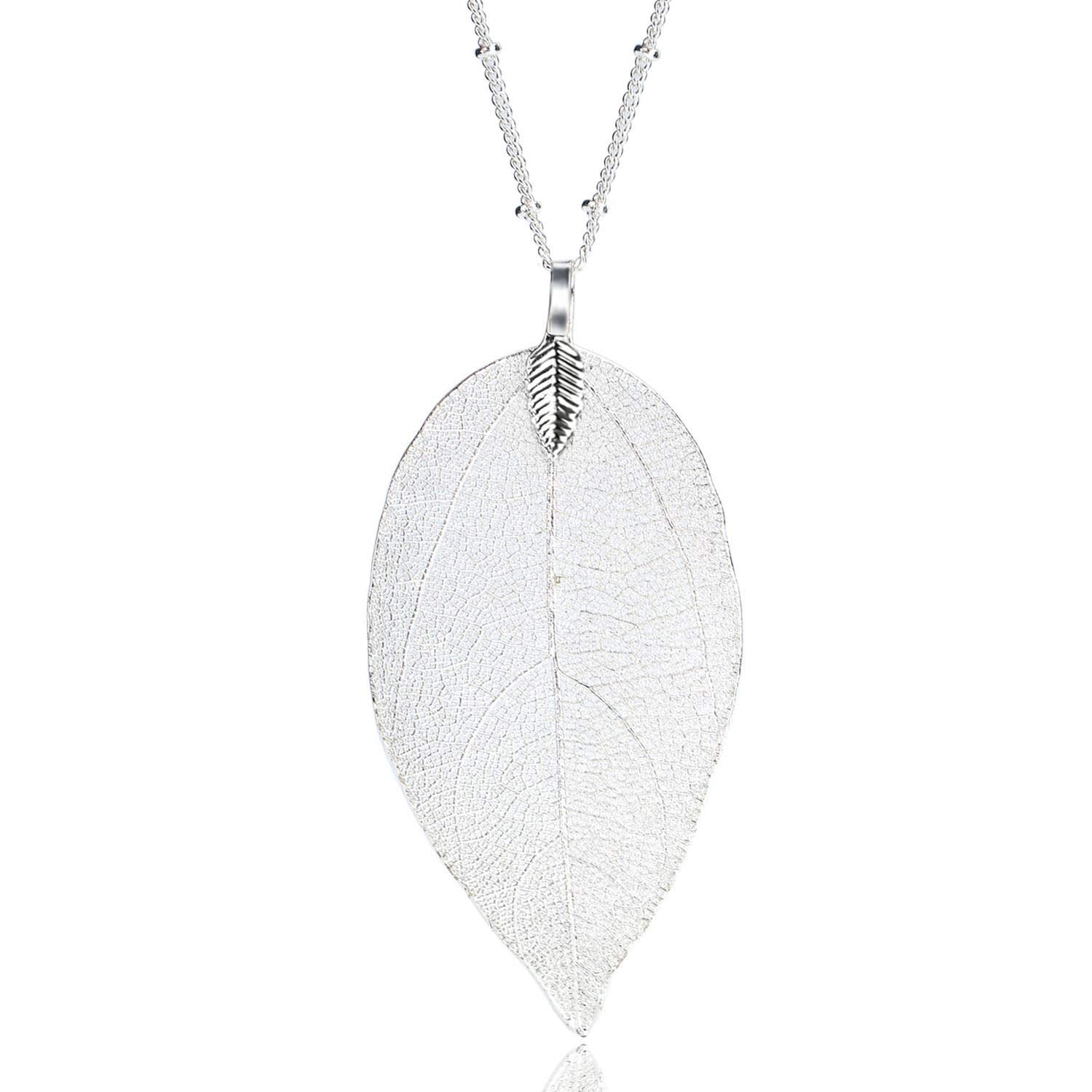 BOUTIQUELOVIN Filigree Long Leaf Pendant Dangle Necklace and Earring Jewelry Set Fashion for Women