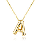 Inerney Gold Bubble Letter Necklace Initial Necklaces for Women, Chunky 14K Plated Balloon Initials, Trendy Charm Non Tarnish Custom Name A Pendant Jewelry Gifts for Mom