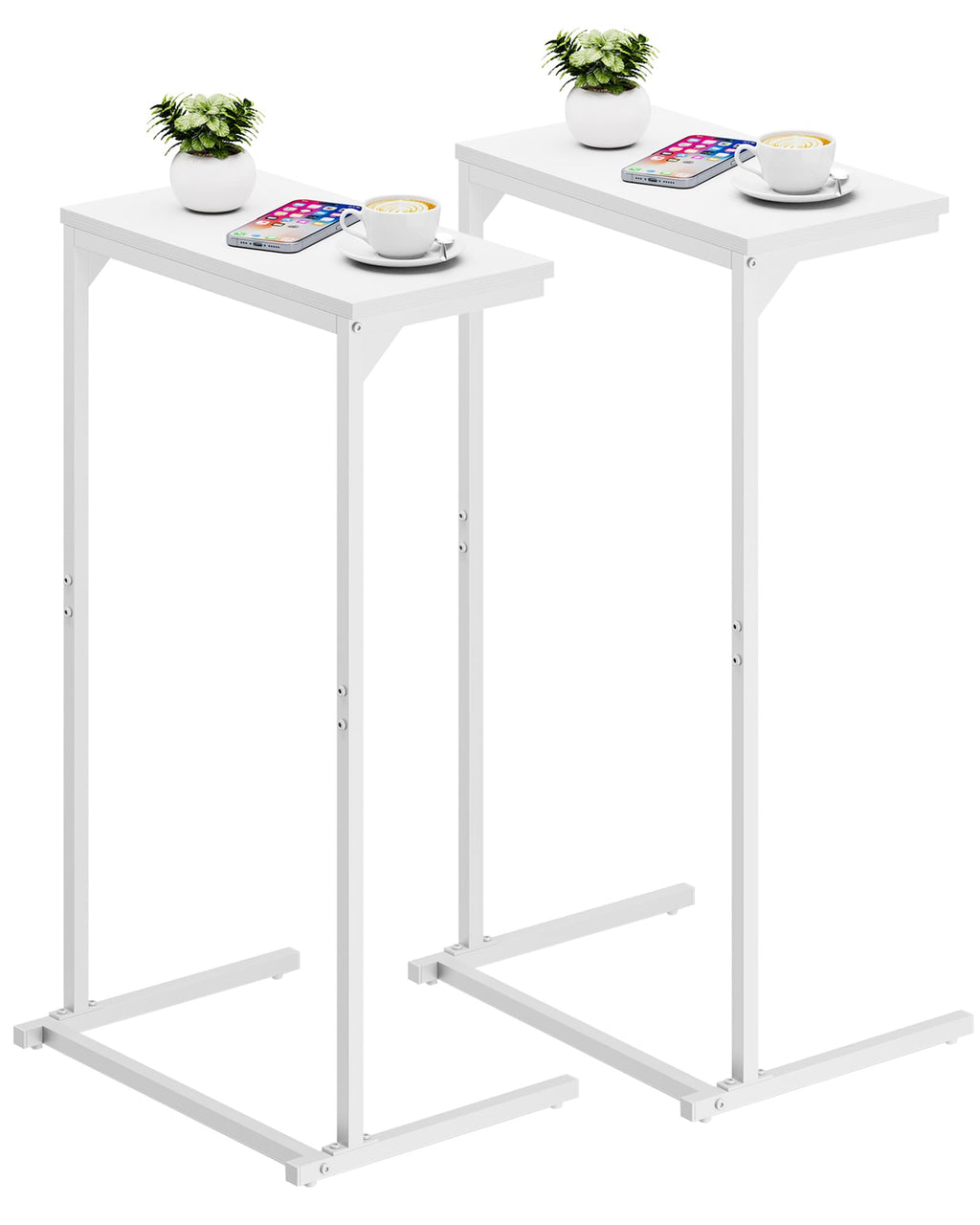 TUTOTAK C Shaped End Table, Tv Tray, Small Side Table, 28.7 inch Tall Couch Table, Tray Table, Sofa Table, Living Room, Bed Room, Brown TB01BB071