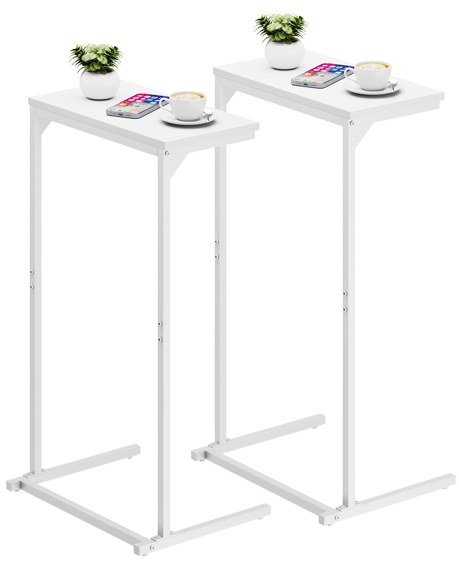 TUTOTAK C Shaped End Table, Tv Tray, Small Side Table, 28.7 inch Tall Couch Table, Tray Table, Sofa Table, Living Room, Bed Room, Brown TB01BB071