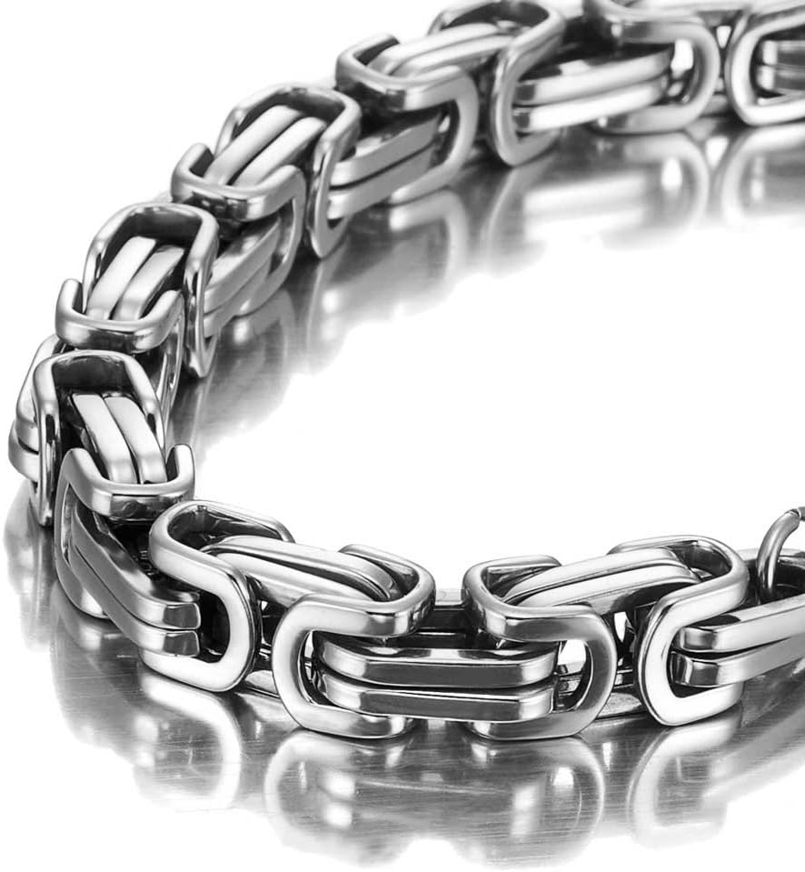 Urban Jewelry Men's Bracelet Stainless Steel Silver 8.5 inch L x 0.25 inch W (With Branded Gift Box)