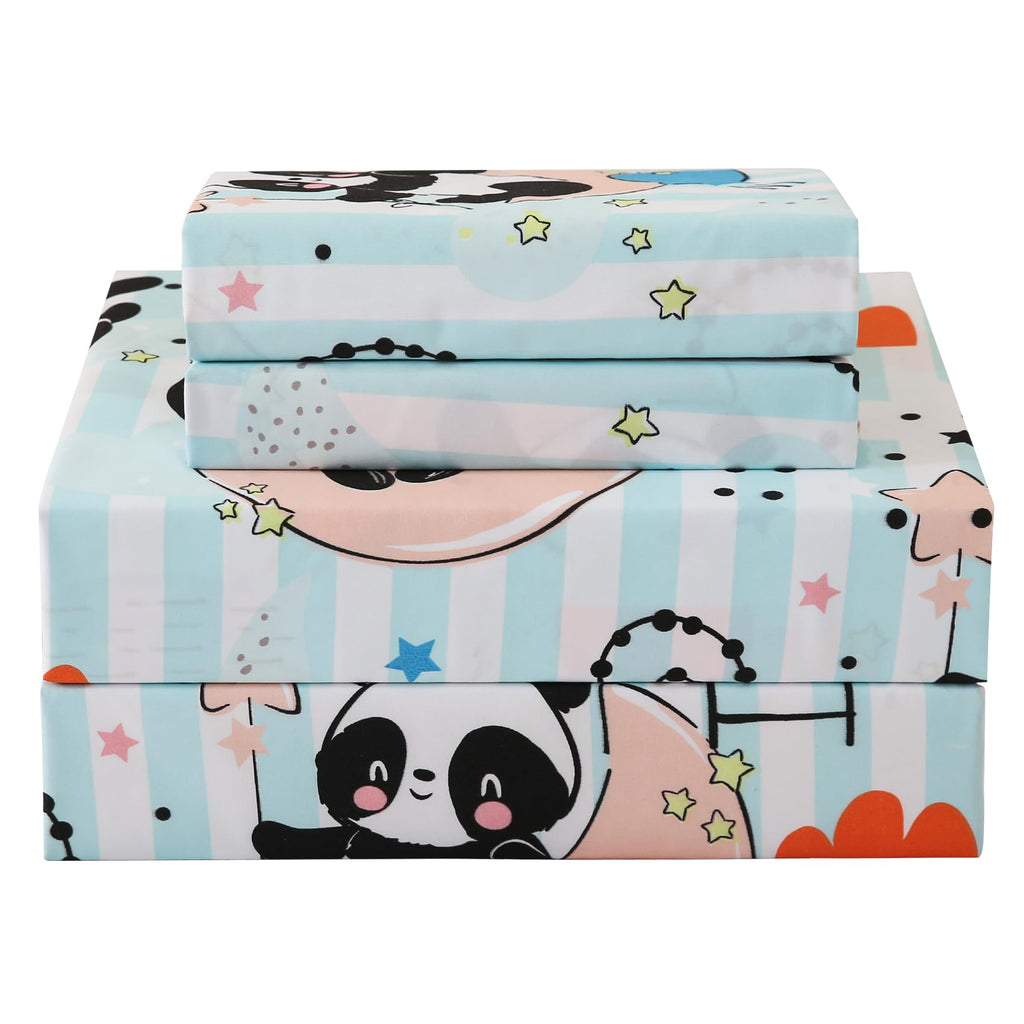 ست ملحفه کودکان یونیکورن صورتی JSD، سایز تویین، ۳ تکه، ملحفه‌های رختخواب میکروفایبر چاپ شده با طرح رنگین کمان برای دختران، جیب عمیق