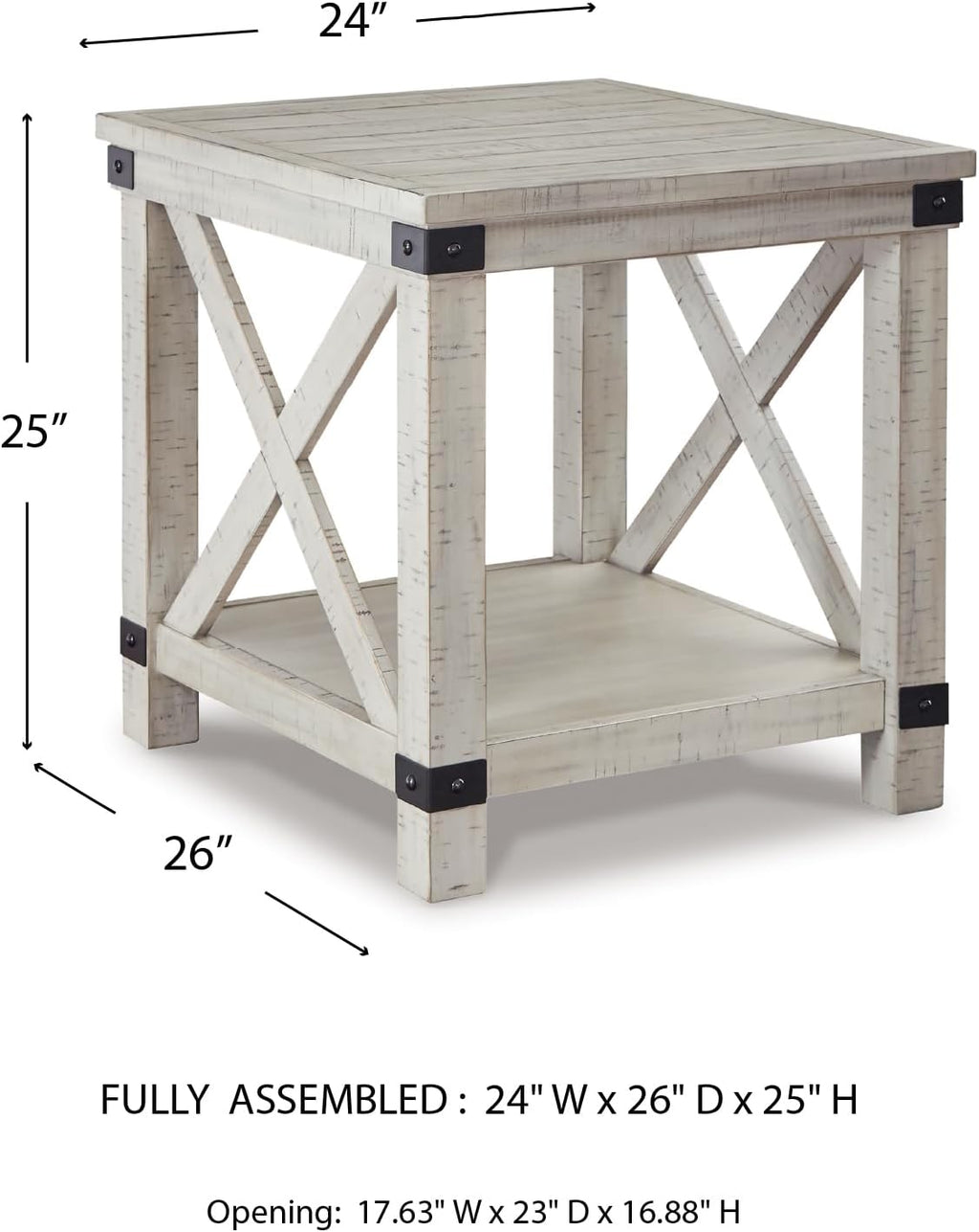 Signature Design by Ashley Carynhurst Rustic Farmhouse End Table, Whitewash