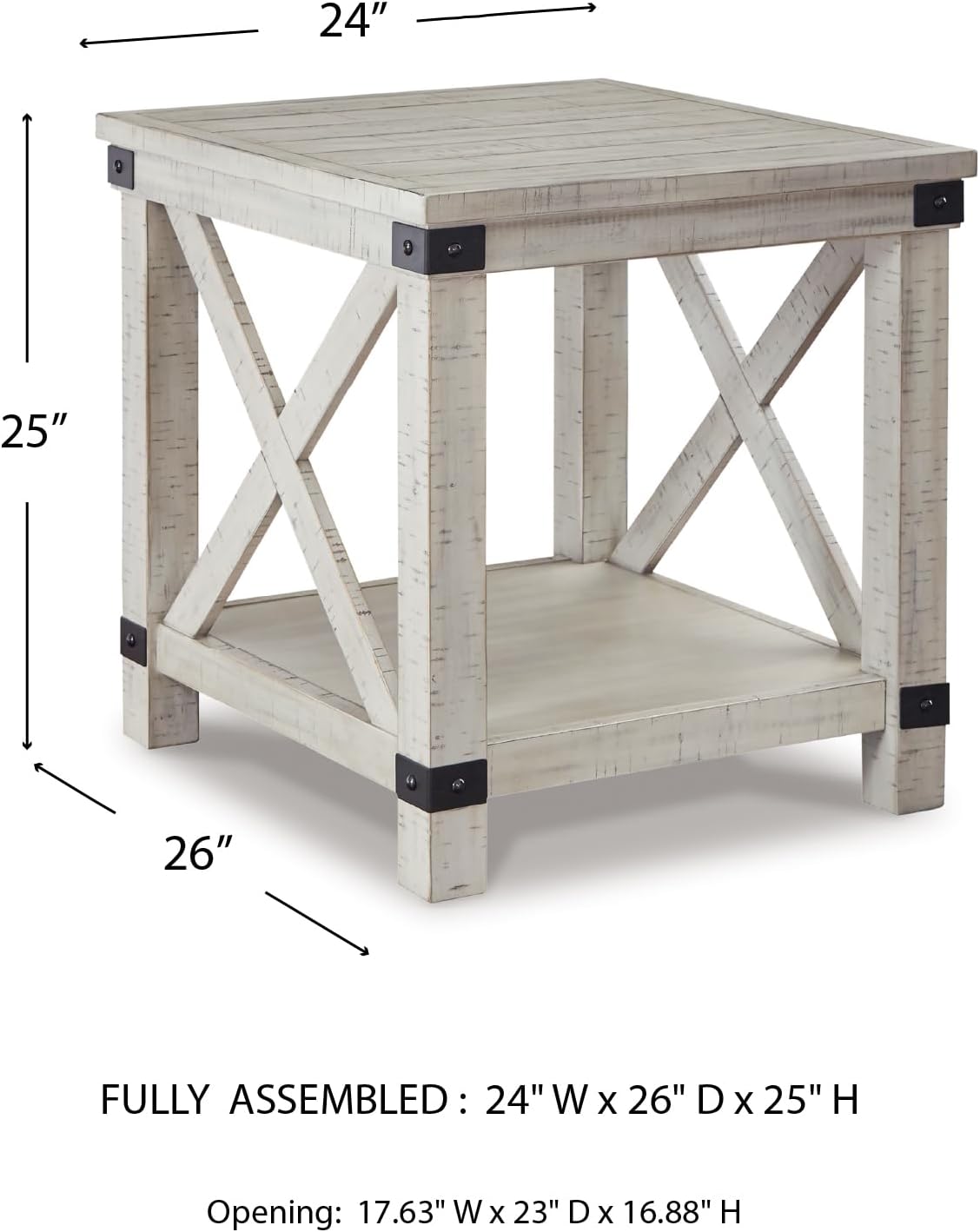 Signature Design by Ashley Carynhurst Rustic Farmhouse End Table, Whitewash