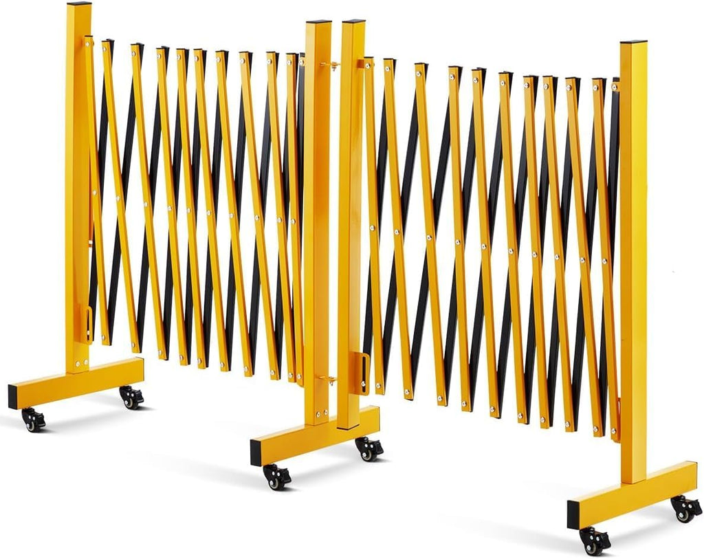 Expandable Safety Barricade, 23FT Portable Folding Security Barrier Gate, Retractable Adjustable Metal Barricades, Traffic Crowd Control Fence, for Outdoor, Industrial or Residential Use