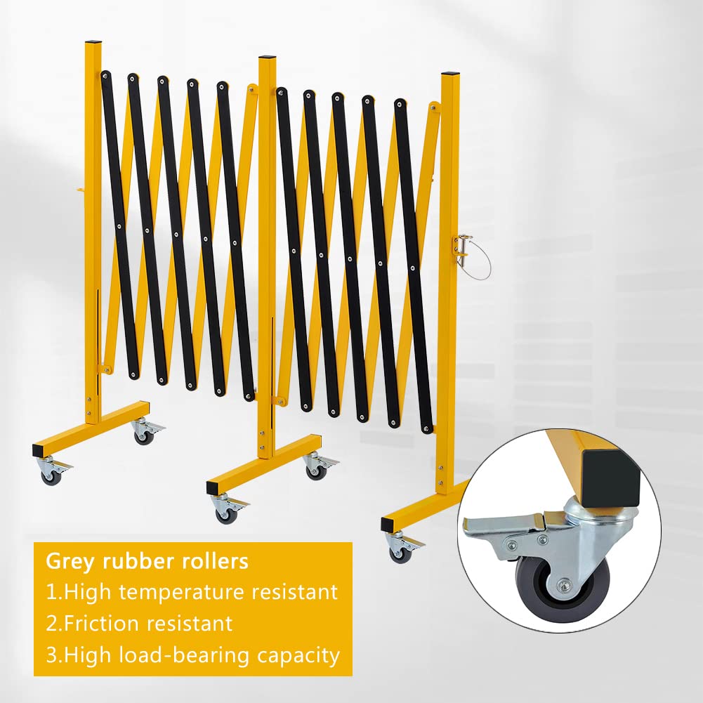GYMTIME Industrial Expandable Metal Barricade, 16 Feet, Easily Assembled Safety Barrier with Casters, Flexible Mobile Gate, Adjustable Traffic Fence