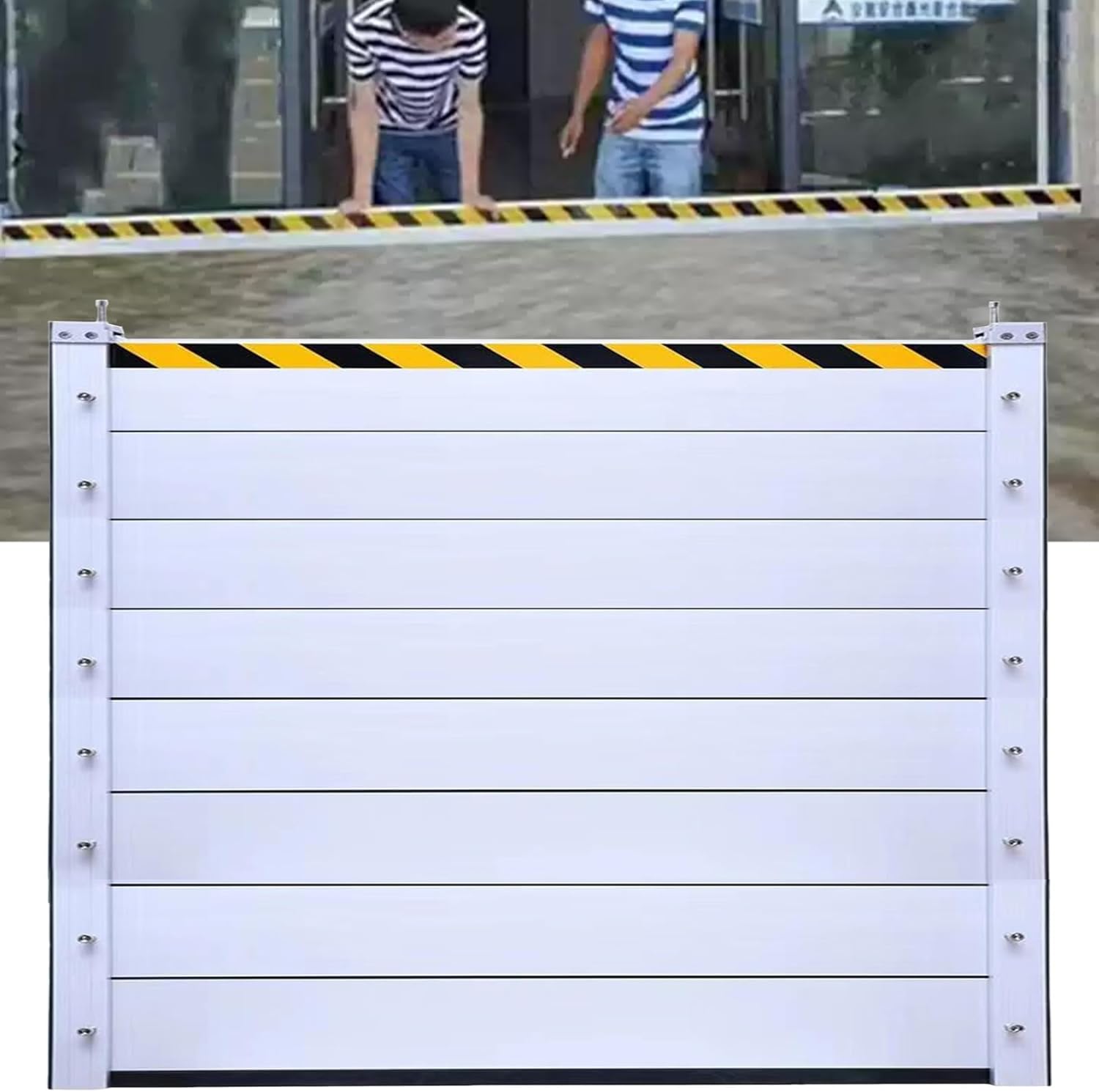 Metal Reusable Removable Flood Gate, Flood Preventing Barrier for Subways Garage, Thick Aluminum Flooding Water Barrier with Reflective Stickers, Length Customized(H-5.2ft(1.6m),L-8ft(2.44m))