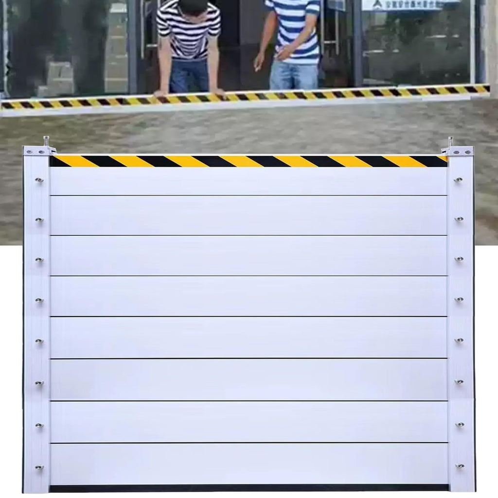 Metal Reusable Removable Flood Gate, Flood Preventing Barrier for Subways Garage, Thick Aluminum Flooding Water Barrier with Reflective Stickers, Length Customized(H-5.2ft(1.6m),L-8ft(2.44m))