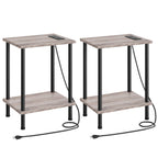 HOOBRO Side Table with Charging Station, End Table with USB Ports and Outlet, Nightstand with 2-Layer Storage Shelves for Small Spaces, Living Room, Bedroom, Stable Frame, Rustic Brown BF09UBZ01