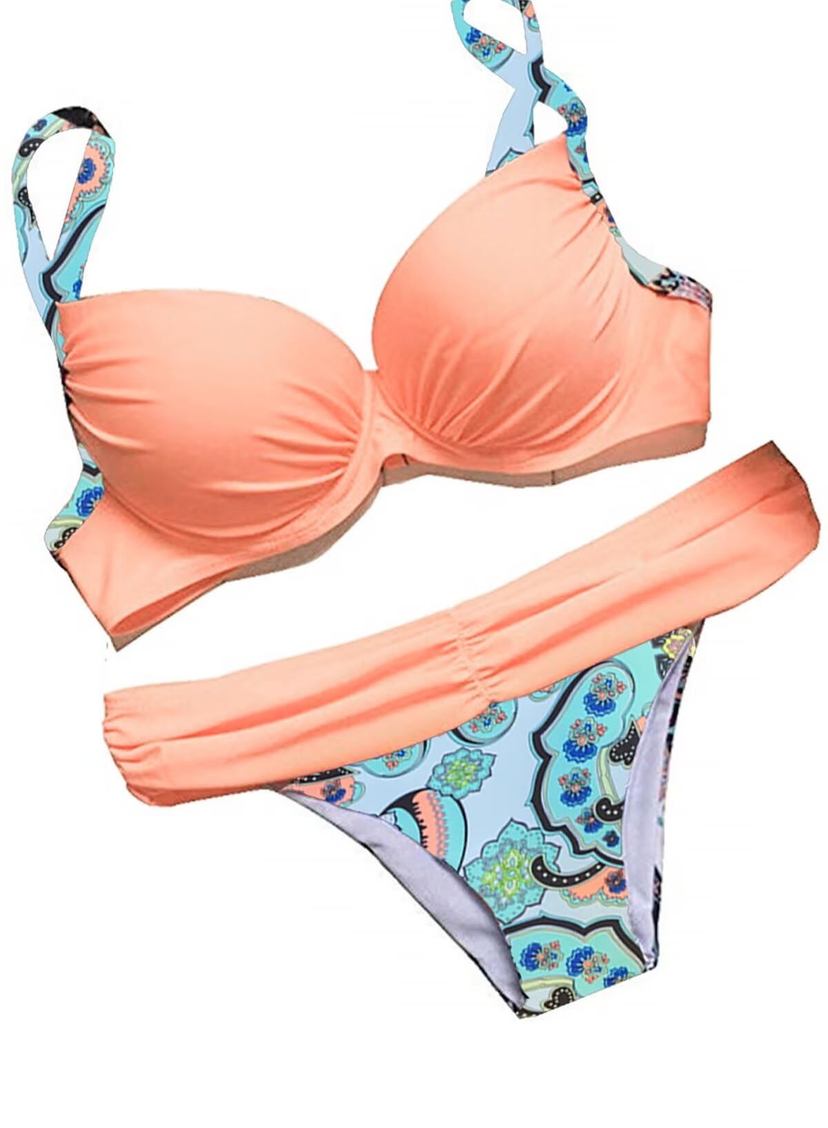 Maillot de bain deux pièces push-up pour femmes Astylish, maillot de bain rembourré, rose, taille moyenne 8 10