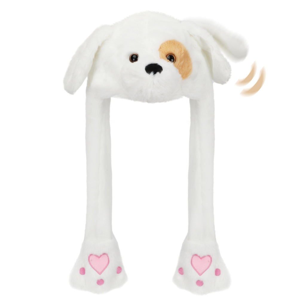 Animal Hat with Ears Moving Jumping Pop Up Beating Hat Plush Holiday Cosplay Dress Up Funny Gift for Kids