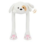 Animal Hat with Ears Moving Jumping Pop Up Beating Hat Plush Holiday Cosplay Dress Up Funny Gift for Kids