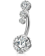 OUFER 316L Surgical Steel Belly Button Rings, Clear CZ Navel Rings, Belly Piercing Jewelry