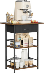 Mini Coffee Bar, 3-Tier Floor Standing Coffee Table with Drawer, Side Table for Living Room, Home Small Space, Kitchen, Office, Coffee Maker Table