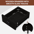 Small Black Side Table Charging Station for Bedroom, Narrow Black Living Room End Tables with Storage, Skinny USB Nightstand with Outlet, Gaming Coffee Table for Couch with USB Ports