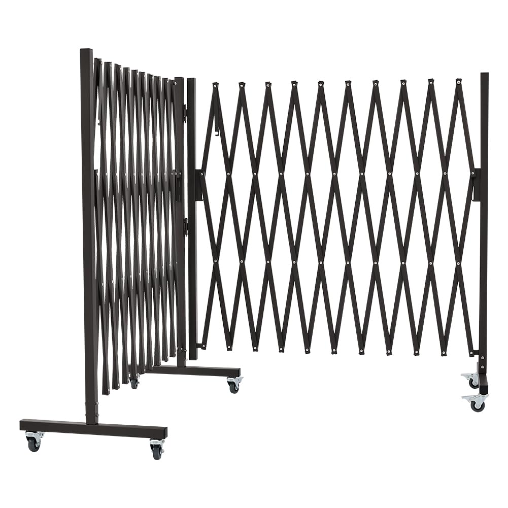 GYMTIME Industrial Expandable Metal Barricade, 16 Feet, Easily Assembled Safety Barrier with Casters, Flexible Mobile Gate, Adjustable Traffic Fence