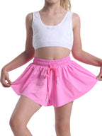 Flowy shorts til teenagepiger atletiske løbe-cykelshorts ungdom sommerfugle shorts (LightHotPink-XXS)