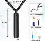 Dletay Urn Necklace for Ashes Stainless Steel Cremation Jewelry for Ashes Memorial Ash Necklace for Men Women Ash Holder Black