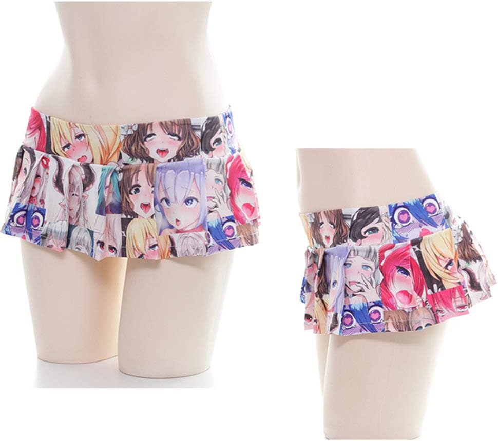 Lichma Mini Skirt,Women Sexy Cosplay Japanese Schoolgirls Anime Print Pleated Skirt Lingerie Sleepwear Nightwear