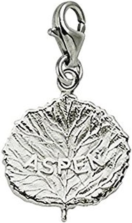 Aspen Leaf Charm With Lobster Claw Clasp, Charms for Bracelets and Necklaces