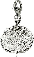 Aspen Leaf Charm With Lobster Claw Clasp, Charms for Bracelets and Necklaces