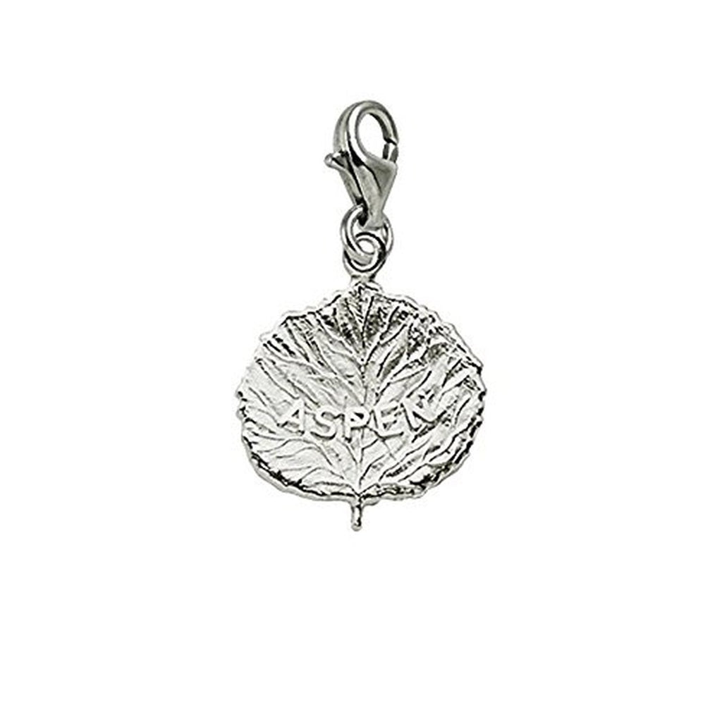 Aspen Leaf Charm With Lobster Claw Clasp, Charms for Bracelets and Necklaces