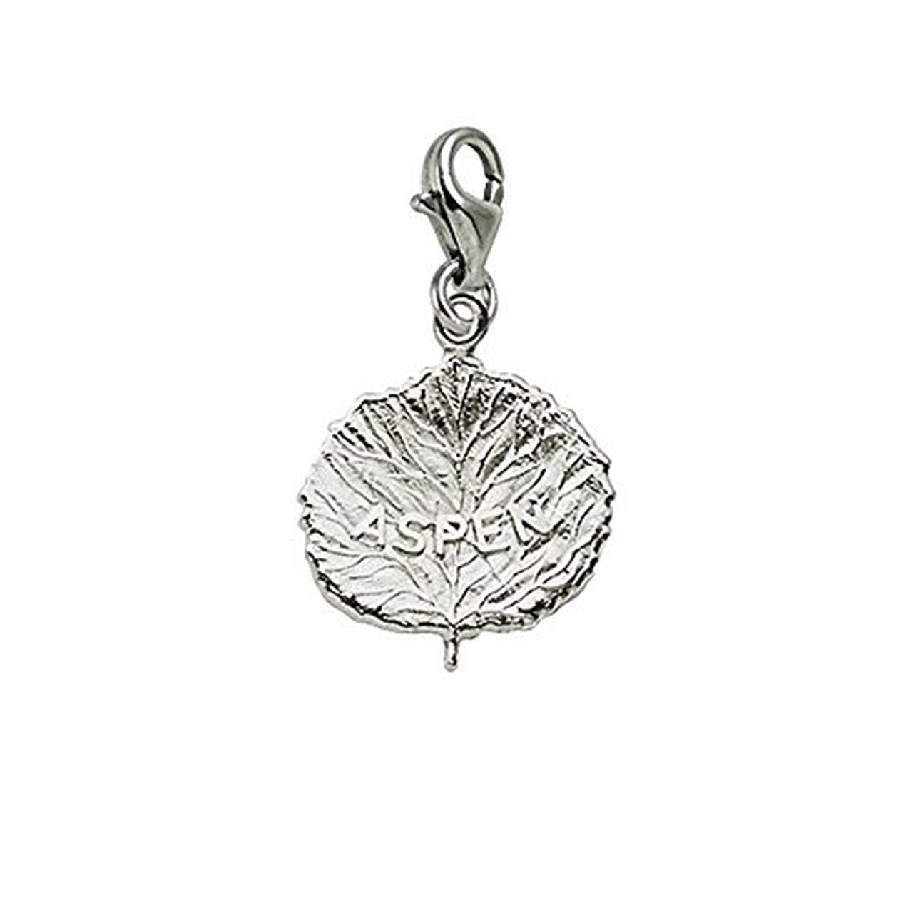 Aspen Leaf Charm With Lobster Claw Clasp, Charms for Bracelets and Necklaces