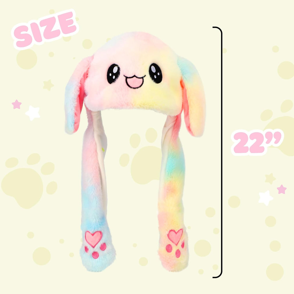 Animal Hat with Ears Moving Jumping Pop Up Beating Hat Plush Holiday Cosplay Dress Up Funny Gift for Kids