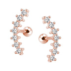 ZS Curve Seven Stud CZ Stud Earrings 316L Stainless Steel Ear Helix Conch Cartilage Piercing